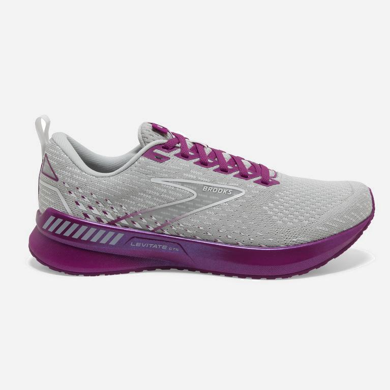 Brooks Levitate Gts 5 Israel - Women's Springy Road Running Shoes - Grey/Lavender Purple/Baton Rouge